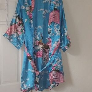 Very cute peacock satin robe
